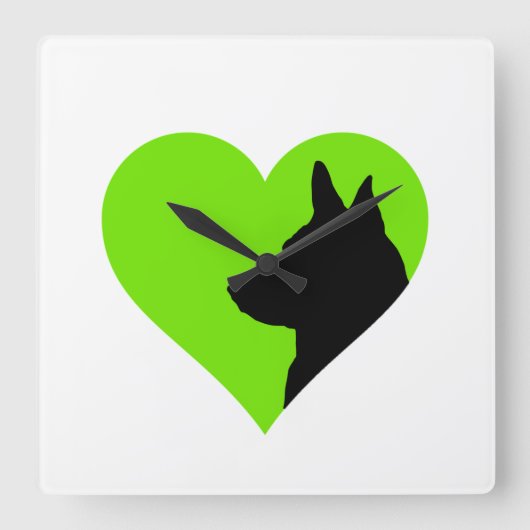 German Shepherd スクエア壁時計 (正面)