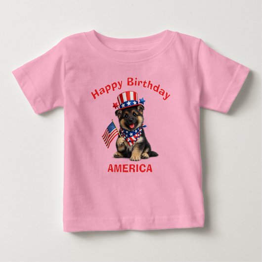 German Shepherd (2m) Patriotic Kid T-Shirt ベビーTシャツ (正面)