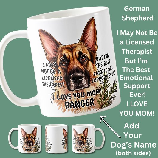 German Shepherd Add Dog's Name, Change文字 コーヒーマグカップ