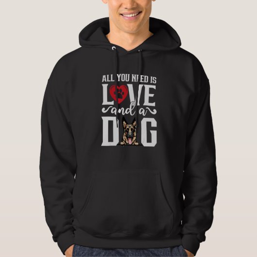 German Shepherd All You Need is Love And A Dog Fat パーカ (正面)