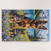German Shepherd Alpine Iris Art ジグソーパズル (横)