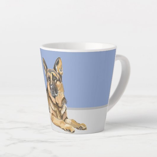 German Shepherd, Alsatian カフェラテマグ (右アングル)