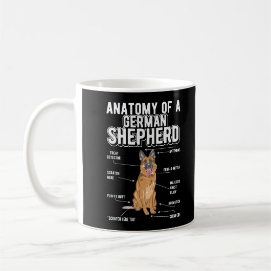 German Shepherd Anatomy Funny Dog コーヒーマグカップ (左)