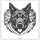 German shepherd Angel dog head art illustration シール (シート)
