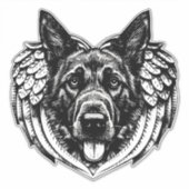 German shepherd Angel dog head art illustration シール (正面)