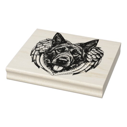 German shepherd Angel dog head art illustration  ラバースタンプ (スタンプ)