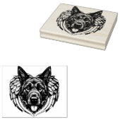 German shepherd Angel dog head art illustration  ラバースタンプ (押印)