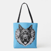 German shepherd Angel dog head pet art トートバッグ (裏面)