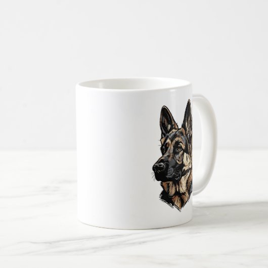 German Shepherd Art コーヒーマグカップ (正面右)