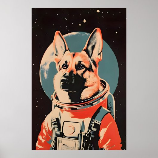 German Shepherd Astronaut Poster, German Shepherd ポスター (正面)