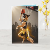 German Shepherd Basketball カード (黄色い花)