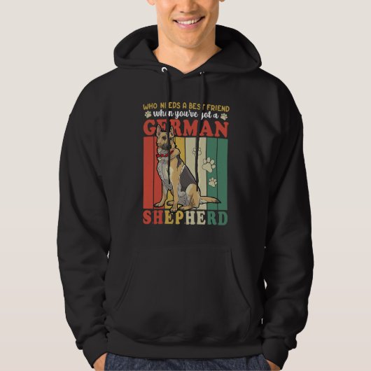 German Shepherd  Best Dog Friend Retro Plus Size パーカ (正面)