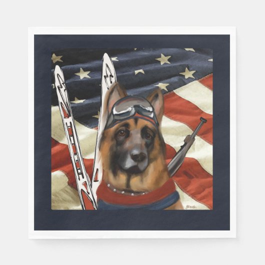 GERMAN SHEPHERD BIATHLON  スタンダードランチョンナプキン (正面)