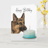 German Shepherd Birthday Cake Inspector カード (黄色い花)