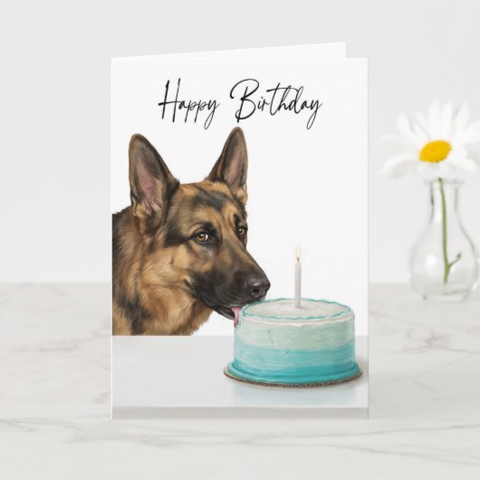 German Shepherd Birthday Cake Inspector カード (小さな植物)