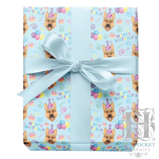 German Shepherd Birthday Gift Wrapping Paper  ラッピングペーパー
