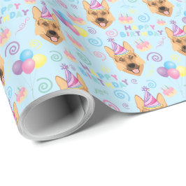 German Shepherd Birthday Gift Wrapping Paper  ラッピングペーパー