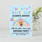German Shepherd Birthday Invitation in Blue 招待状 (スタンド正面)