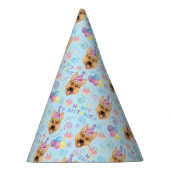 German Shepherd Birthday Party Hat Blue パーティーハット (右)