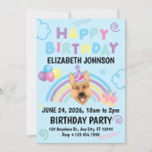 German Shepherd Birthday Party Invitation Blue 招待状 (正面)