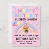 German Shepherd Birthday Party Invitation Pink 招待状 (正面)