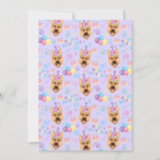 German Shepherd Birthday Party Invitation Purple 招待状 (裏面)
