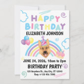 German Shepherd Birthday Party Invitation White 招待状 (正面)