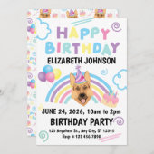 German Shepherd Birthday Party Invitation White 招待状 (正面/裏面)