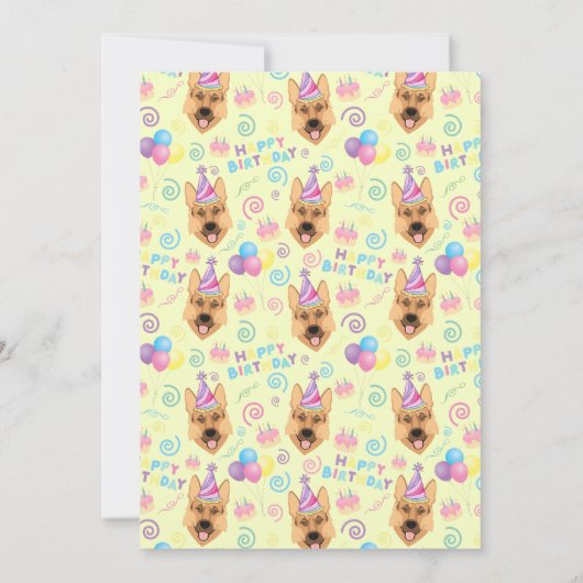 German Shepherd Birthday Party Invitation Yellow 招待状 (裏面)