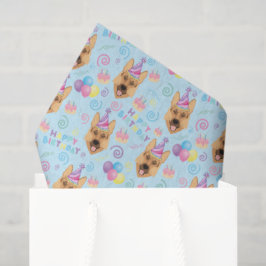 German Shepherd Birthday Tissue Paper in Blue 薄葉紙