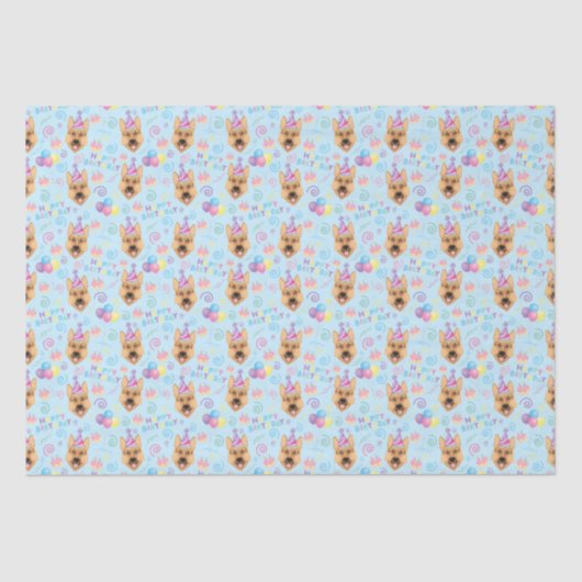 German Shepherd Birthday Tissue Paper in Blue 薄葉紙 (正面)