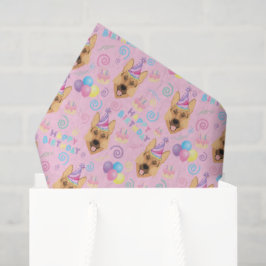 German Shepherd Birthday Tissue Paper in Pink 薄葉紙