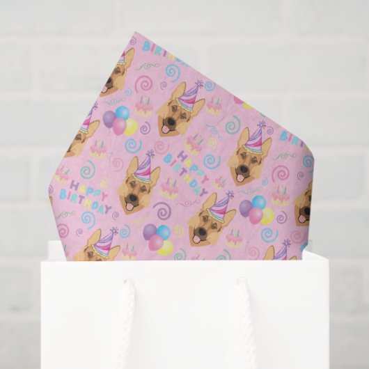 German Shepherd Birthday Tissue Paper in Pink 薄葉紙 (ギフトバッグ)