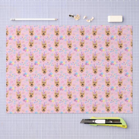 German Shepherd Birthday Tissue Paper in Pink 薄葉紙 (クラフト)