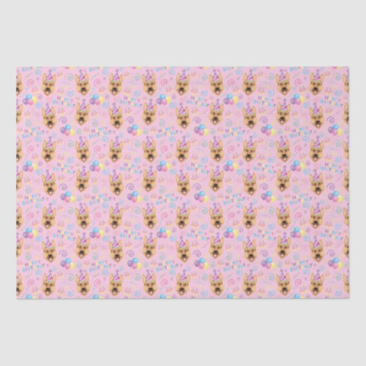 German Shepherd Birthday Tissue Paper in Pink 薄葉紙 (正面)