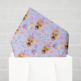 German Shepherd Birthday Tissue Paper in Purple 薄葉紙