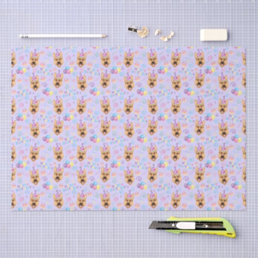 German Shepherd Birthday Tissue Paper in Purple 薄葉紙 (クラフト)