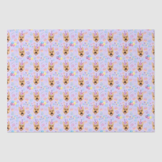 German Shepherd Birthday Tissue Paper in Purple 薄葉紙 (正面)
