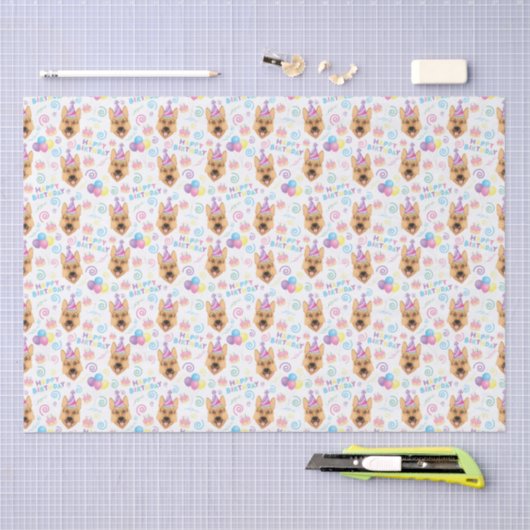German Shepherd Birthday Tissue Paper in White 薄葉紙 (クラフト)