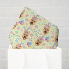 German Shepherd Birthday Tissue Paper in Yellow 薄葉紙