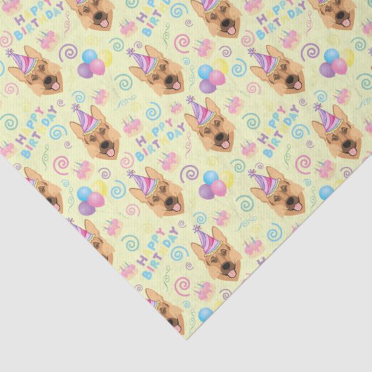 German Shepherd Birthday Tissue Paper in Yellow 薄葉紙 (詳細)