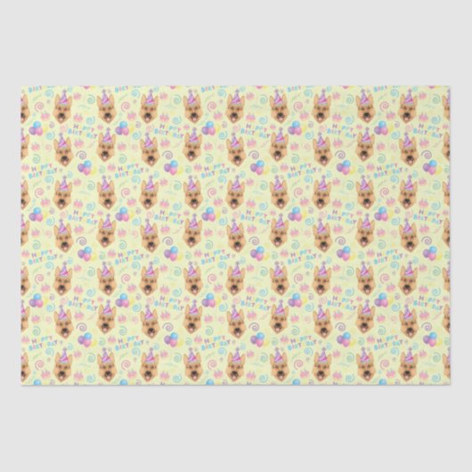 German Shepherd Birthday Tissue Paper in Yellow 薄葉紙 (正面)