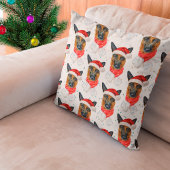 German Shepherd Breed Dog Pattern Stars Christmas クッション