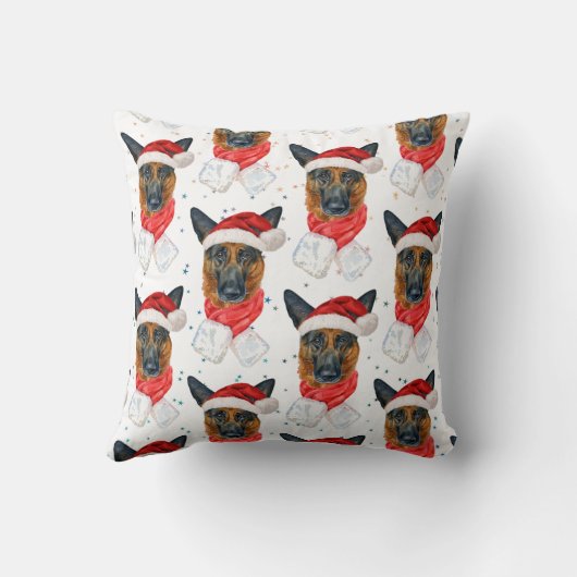 German Shepherd Breed Dog Pattern Stars Christmas クッション (裏面)
