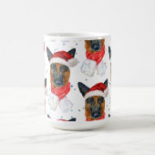 German Shepherd Breed Dog Pattern Stars Christmas コーヒーマグカップ (中央)