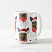 German Shepherd Breed Dog Pattern Stars Christmas コーヒーマグカップ (正面右)