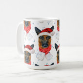 German Shepherd Breed Dog Pattern Stars Christmas コーヒーマグカップ (正面左)