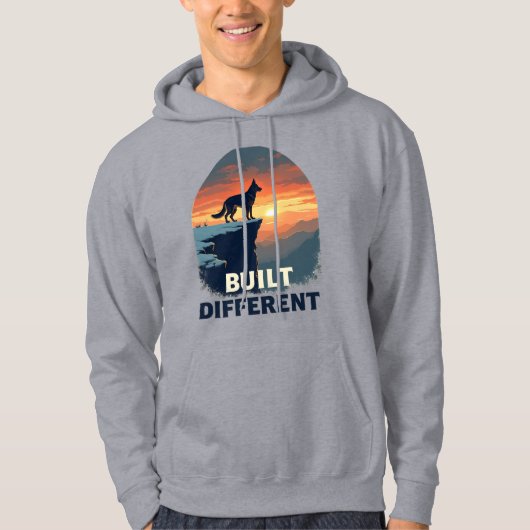 German Shepherd Built Different Graphic Hoodie パーカ (正面)