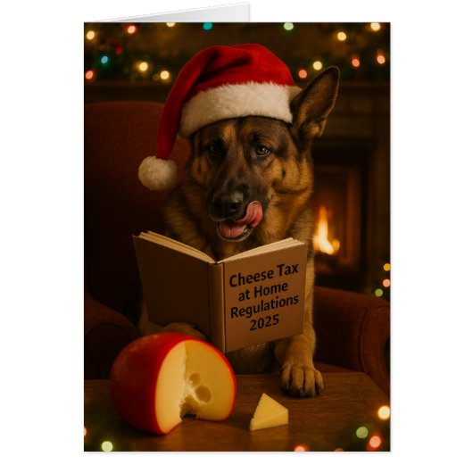 German Shepherd 'Cheese Tax' Christmas card (正面)