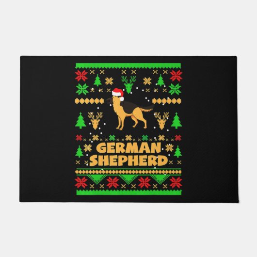 German Shepherd Christmas ドアマット (正面)